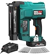 NEU MASTER Nail Gun Battery Powered, 18 Gauge 2 in 1 Cordless Brad Nailer/Staple Gun with 2.0Ah L...