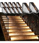 echosari 12 Pack Solar Step Lights for Outside, 100 Lumen Ultra Bright Outdoor Stair Lights Auto ...