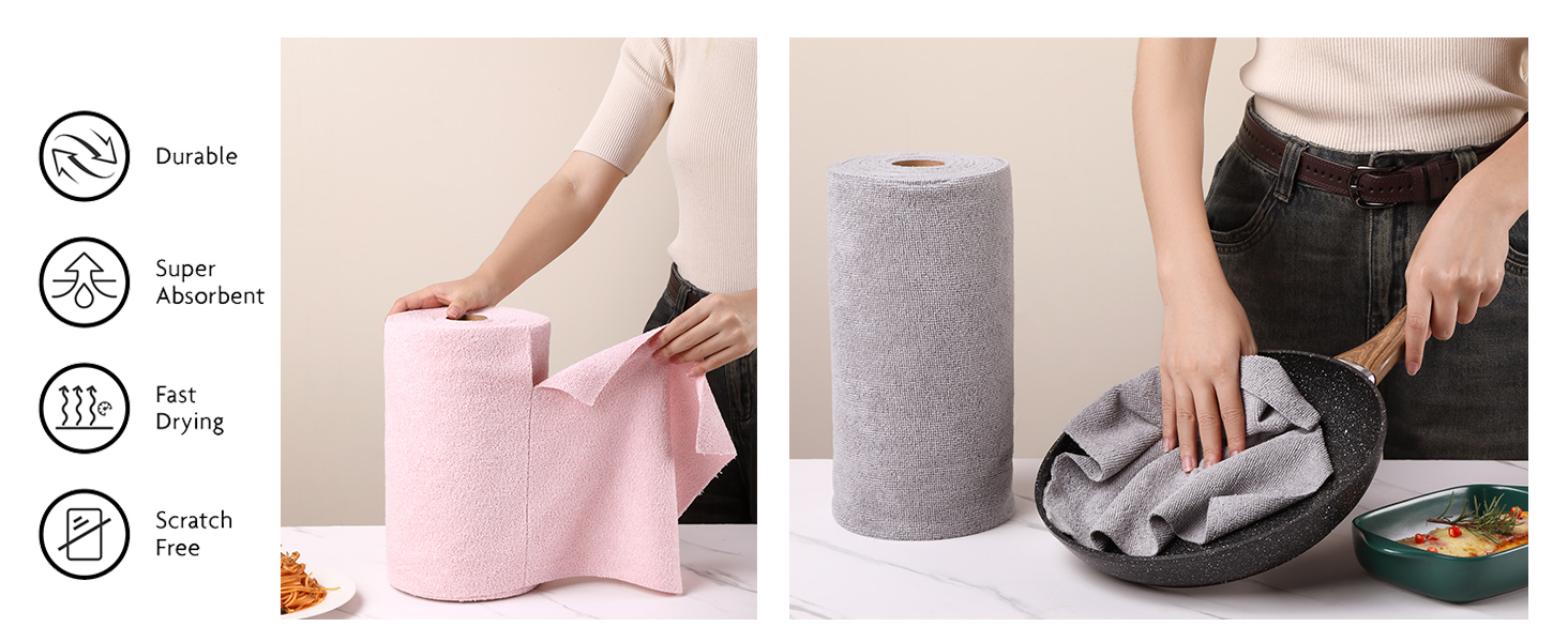 FANTASTICLEAN Microfiber Cleaning Cloth Roll