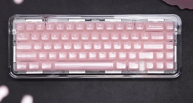Keycaps Jelly Pink, Clear Cute Keycaps, Transparent Custom Cherry Profile Keyboard Key Cap