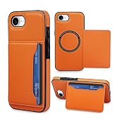iMangoo for iPhone 17e 16e Wallet Card Holder Case for MagSafe Orange | Slim Fit PU Leather Flip ...