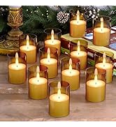 VIODAIM 12Pack Flickering Flameless Candles with Timer, LED Candles Battery Powered, Small Flamel...