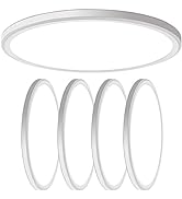 WKONCLDY 4 Packs 4700lm LED Flush Mount Ceiling Light, Super Slim 16 inch LED Ceiling Light, 5000...