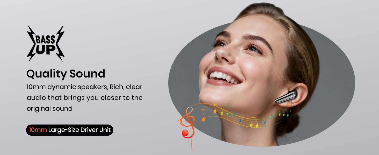 in Ear Bluetooth 5.4 Headphones Stereo Bass Ear Buds 70H Playtime Stereo Deep Bass