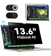 Privacy Screen Protector Compatible with MacBook Air M2 13.6 Inch (2022 Release), Easy On/Off Rem...