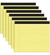 6 Pack Yellow Legal Pads 11 x 9.5 College Ruled Yellow Note Pads of Paper,Wide Note Pad 11x9.5 Na...