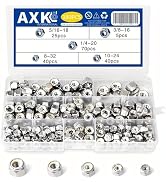 AXK 180PCS 1/4-20 5/16-18 3/8-16 8-32 10-24 Lock Nuts Nylon Insert Nut Assortment Kit, 304 Stainl...