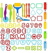 LCY WEDSHI Dough Tool Set, 62 Pcs Dough Tools Sets for Kids Ages 4-8, Dough Accessories Includes ...