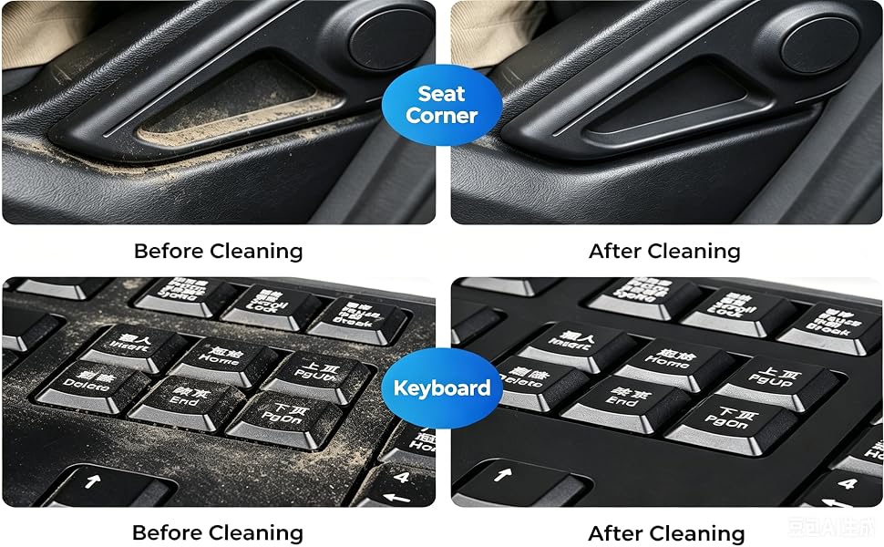 seat corner and keyboard Before and After Cleaning