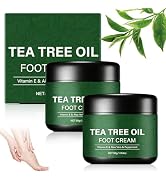 YADUO 2Pcs Pure Tea Tree Oil Foot Cream with Vitamin E, Aloe Vera &amp; Peppermint, Nourishing &amp; Hydr...