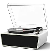 MANGOSTAN Full Size Vinyl Record Player, 3-Speed Bluetooth Turntable with Ruby Stylus, Adjustable...
