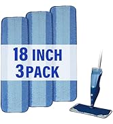 18 inch Mop Pads Refills, 3 Pack Microfiber Reusable Replacement Mop Pads Flat Replacements Heads...