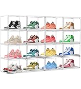 DAYOOH Size 12 Acrylic Shoe Boxes,12 Pack Shoe Display Cases Clear Plastic Stackable Shoe Contain...
