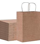 Brown Paper Bags with Handles Bulk 100Pcs 8x4.5x10.8 Inch Gift Bags Bulk, Brown Kraft Paper Bags,...