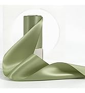 HUIHUANG Sage Green Ribbon 4" Wide Double-Faced Satin Ribbon Spring Moss Green Thick Fabric Ribbo...