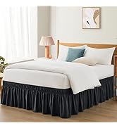 Entisn Black Adjustable Bed Skirt for Twin &amp; Twin XL Bed - with 18 Inch Tailored Drop, Wrap Aroun...
