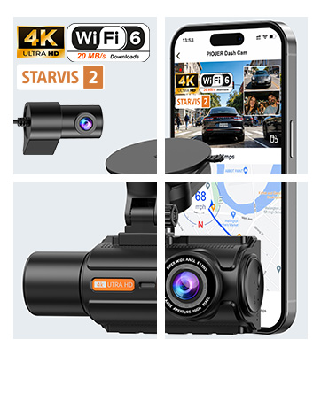 3 Channel 4K Dash Cam with STARVIS 2 Sensor, Free 128GB Card and WiFi 6 up to 20MB/s, Dash Camera fo...