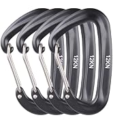 Azarxis Carabiner Clips, 12 25 kN Aluminium D Ring Heavy Duty Lightweight Caribeaners for Hammock...