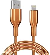 6.6ft metal braided usb-a to lightning cable, orange