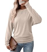WIHOLL Womens Long Sleeve Shirts Ruched Hem Fall Tops Lightweight Sweaters | Dolman Sleeves, Side...