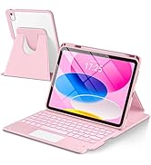 TaIYanG Touchpad for iPad A16 11th/10th Generation Case with Keyboard, 7 Color Backlit 360 Rotati...