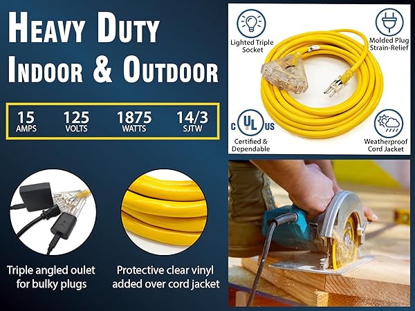 outdoor extension cord heavy duty extension cord yellow extension cord 15 amp extensión eléctrica