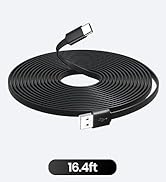 16.4FT/5M Flat USB C Cable, Extra Long USB A to USBC Charging Power Extension Cord for Home Secur...