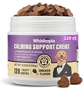 Whiskopia Calming Chews for Dogs Anxiety Relief Treats with Melatonin Sleep Aid Relaxing Bites St...