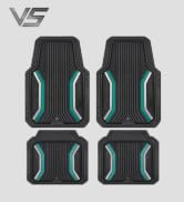 CAR PASS Heavy Duty Rubber Floor Mats for Cars, Black and Mint 4 Piece | Sporty Waterproof Deep D...