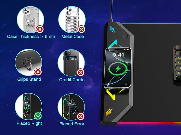 Gaming mouse pad RGB mousepad wireless charging