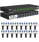 IP KVM Switch 16 Port, MT-VIKI Rackmount KVM Console Over IP, 1 Local &amp; Remote Access, Support Ho...