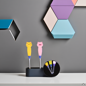 A close-up view of a sleek, modern product resting on a wooden surface.