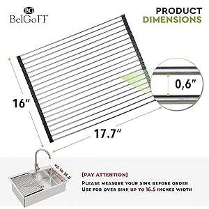 Over the Sink Multipurpose Roll Up Dish Drying Rack for Kitchen