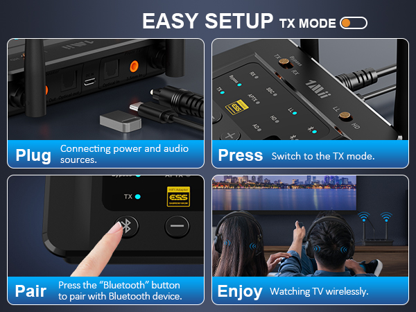 1Mii B03S Bluetooth 5.3 Transmitter Receiver for TV Home Stereo