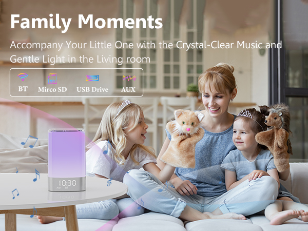 Bluetooth Speaker Alarm Clocks for Bedrooms with Wake up Light