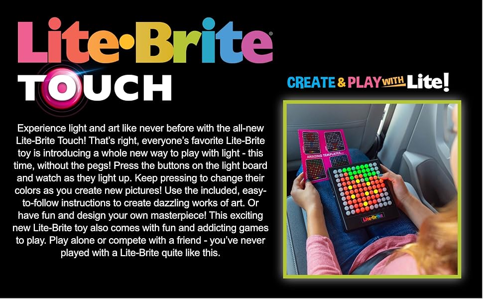 banner with girl playing lite brite touch