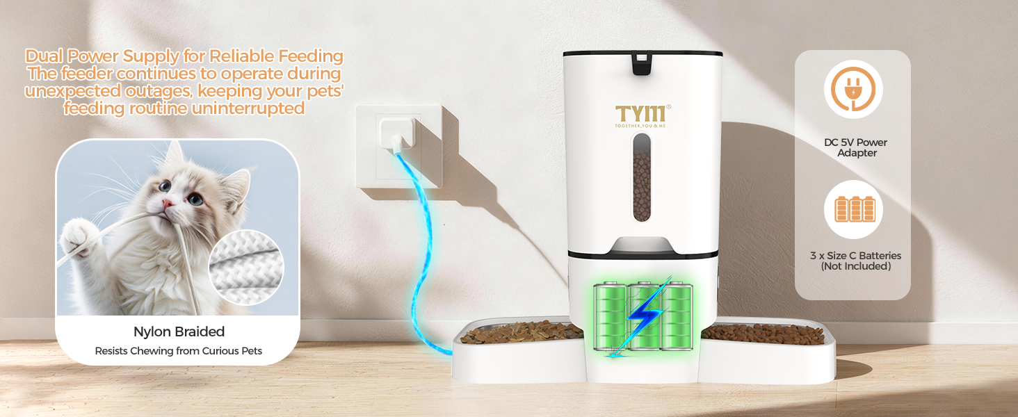 automatic cat feeder dual power