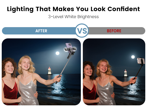 Dual Side Fill Lights; 3-Level White Brightness