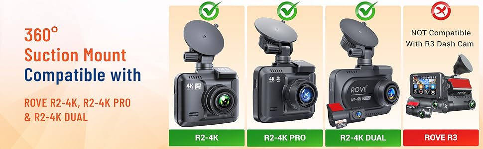 rove dash cam suction mount