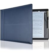 Professional 7 Ring Business Checkbook Binder, Premium PU Leather Organizer for 3-On-A-Page Check...
