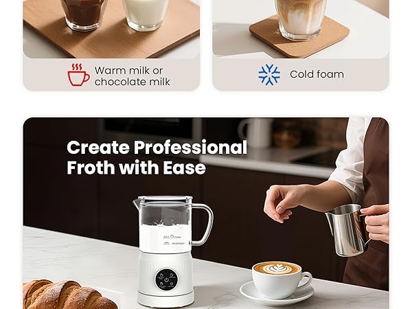 To have better foam, please use cold and fresh whole milk to create foam