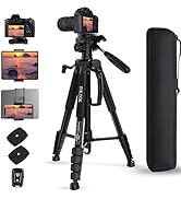 ZIKZOK 75" Camera Tripod for Cell Phone, Travel Tripod for Camera with Wireless Remote, Heavy Dut...