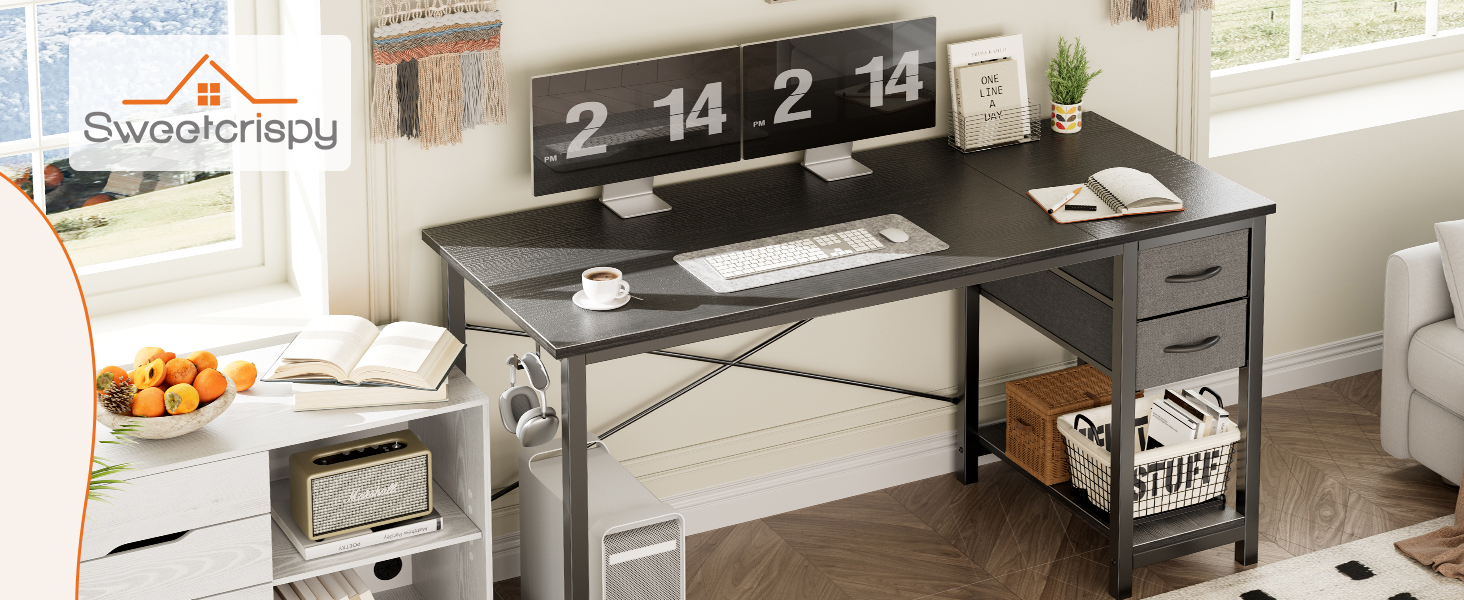 Computer Desk with 2 Fabric Drawers