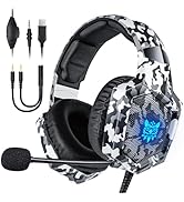 Gaming Headset with Microphone, Gaming Headphones for PS4 PS5 Xbox One PC with LED Lights, Playst...