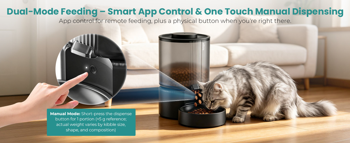 Dual-Mode Feeding – Smart App Control &amp;amp; One Touch Manual Dispensing