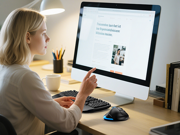 Wireless Trackball Mouse, Ergonomic Bluetooth Rechargeable Computer Mouse-Blue Ball