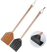 DEBETOOL 2 Pack Sturdy Leather Fly Swatter for Indoors - (19.7”)Long Handle Heavy Duty Wood Fly S...