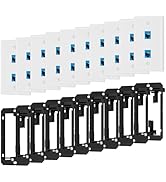 Iwillink (10-Pack) Ethernet Wall Plate, 2-Port Keystone Wall Plate with RJ45 Keystone and Low Vol...