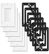 LEENUE 6 Pack Brush Wall Plate with Mounting Bracket, Cable Pass Through Decorator Cover for Low ...