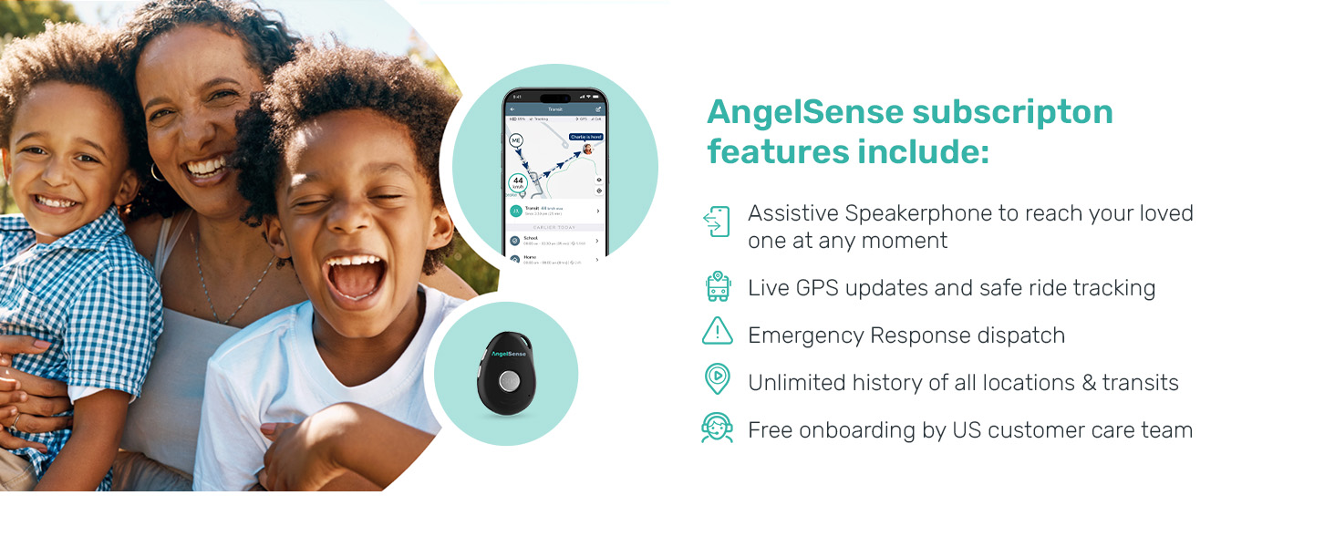 live gps tracking for children, emergency response dispatch, assistive speakerphone, safe bus ride